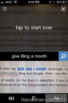 Bing iOS Application - Camera and OCR