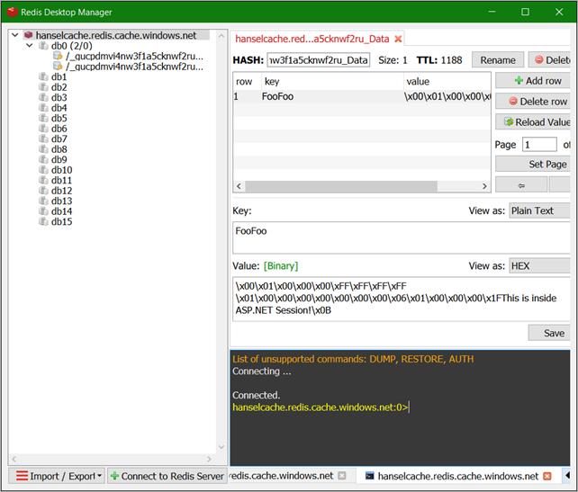 ASP.NET Session stored in a Redis Cache