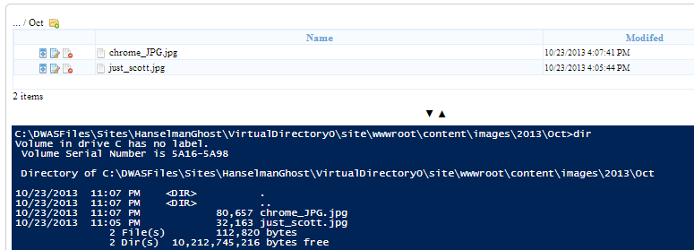 Images in Ghost in the Azure Kudu Debug Console