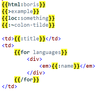 An example mustache template with highlighting