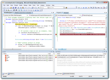 ConsoleApplication1 (Debugging) - Microsoft Visual Studio (Administrator)