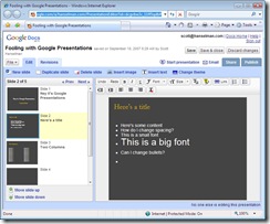 Fooling with Google Presentations - Windows Internet Explorer