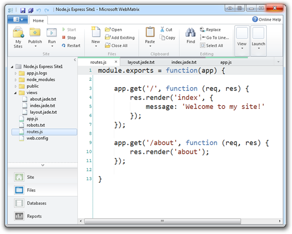 Node.js Express Site1 - Microsoft WebMatrix (76)