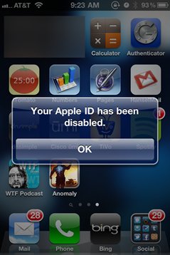 Your Apple ID has been disabled. Evil.