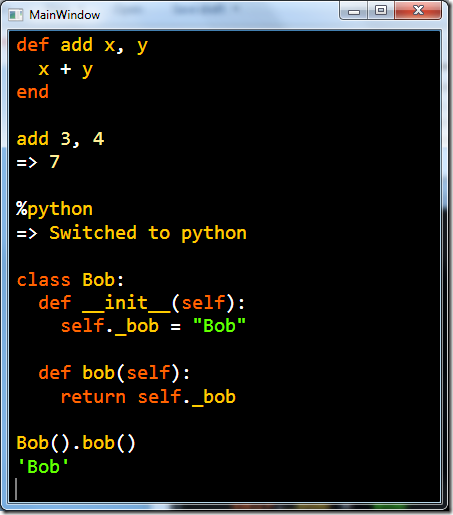 Screenshot of John Lam's REPL/editor 