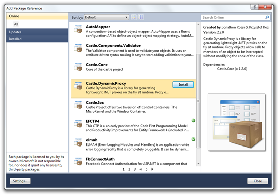 Add Package Reference Dialog