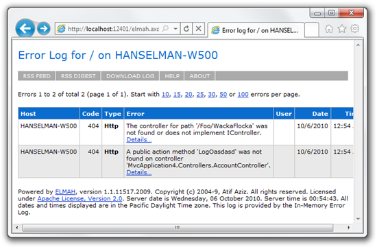 Error log for  on HANSELMAN-W500 (Page #1) - Windows Internet Explorer