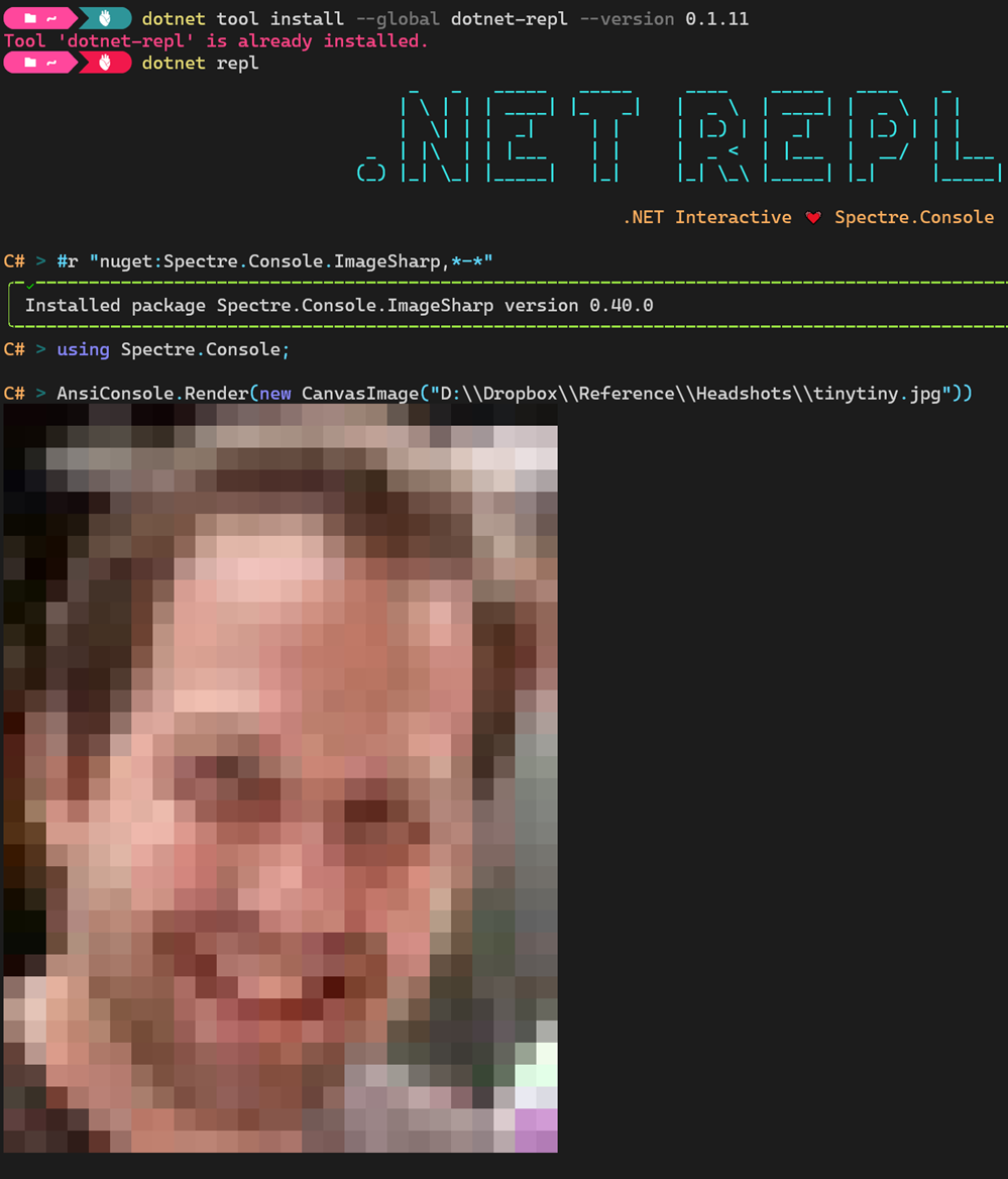 Rendering ANSI pictures in .NET REPL