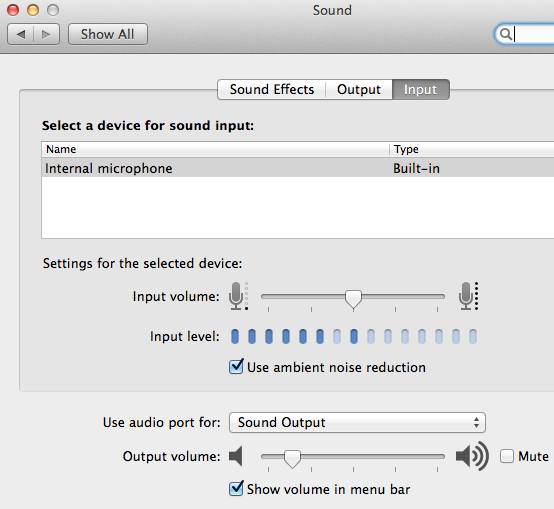 mac sound settings set a default microphone