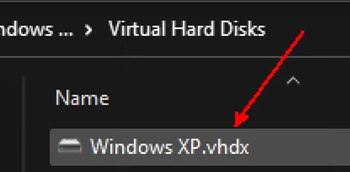 Virtual hard drive from Windows XP